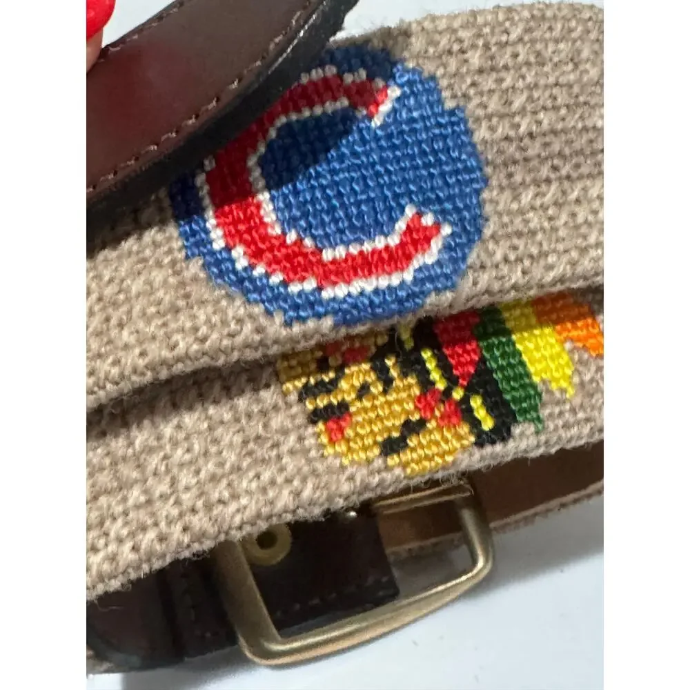 Chicago Sport Teams Needlepoint Logos Belt Size 29